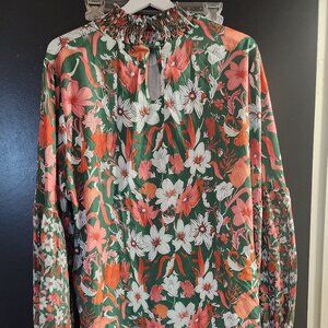Flower print blouse, L